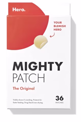 Mighty Patch Original from Hero Cosmetics - Hydrocolloid Acne Pimple Patch for Covering Zits and Blemishes, Spot Stickers for Face and Skin, Vegan-friendly and Not Tested on Animals (36 Count)