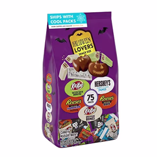 REESE'S, KIT KAT and HERSHEY'S Milk Chocolate and Creme Assortment Snack Size Candy, Halloween, 38.97 oz Bulk Variety Bag (75 Pieces)