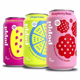 POPPI Sparkling Prebiotic Soda w/ Gut Health & Immunity Benefits, Beverages w/ Apple Cider Vinegar, Seltzer Water & Juice, Low Calorie & Low Sugar Drinks, Short List Variety Pack, 12oz (12 Pack)