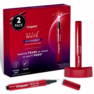 Colgate Optic White Overnight Teeth Whitening Pen, Teeth Stain Remover to Whiten Teeth, 35 Nightly Treatments Each, 0.08 Fl Oz (2 Pack)