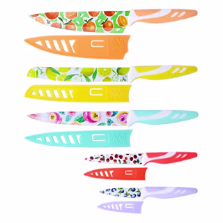 Knife Set, UPTRUST 10-piece Kitchen Knife Set Nonstick Coated with 5 Blade Guard, Multicolored Fruit Knives