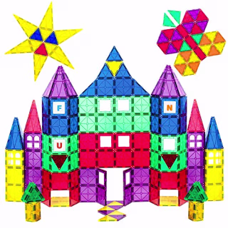 Playmags 100-Piece Magnetic Tiles Building Blocks Set