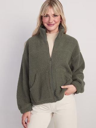 Old Navy Slouchy Sherpa Zip Jacket