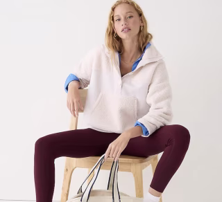 Teddy Sherpa Button-Front Sweatshirt