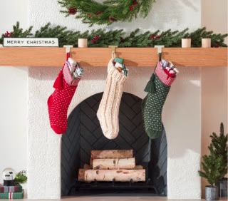 Chunky Rib Knit Christmas Stocking Oatmeal