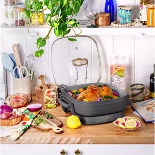 Beautiful 5-in-1 Electric Expandable Skillet, Oyster Grey by Drew Barrymore
