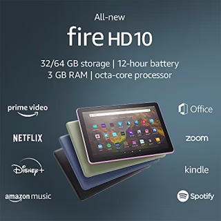 Fire HD 10 tablet, 10.1", 1080p Full HD, 32 GB, latest model (2021 release), Lavender