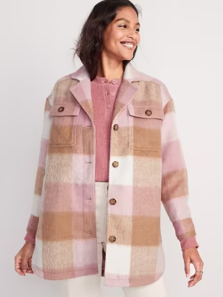 Old Navy Printed Flannel Long Utility Shacket