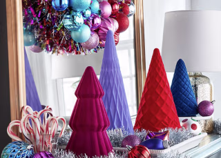 Merry Merry Prelit Flocked Glass Tree (Set of 4)