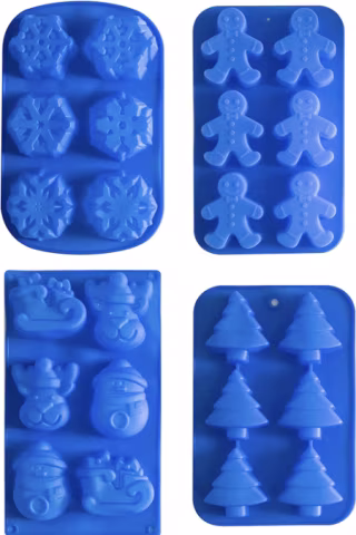 IHomeCooker 4-Piece Silicone Christmas Baking Mold Set