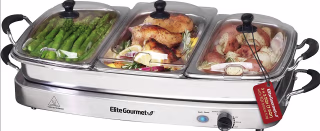 Elite Gourmet Platinum 7.5-Quart Triple Buffet Server