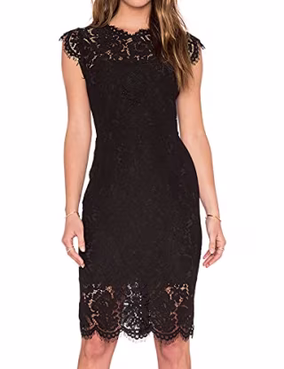 MEROKEETY Women's Sleeveless Lace Floral Elegant Cocktail Dress Crew Neck Knee Length for Party
