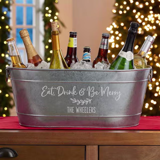 Eat, Drink & Be Merry Personalized Galvanized Beverage Tub