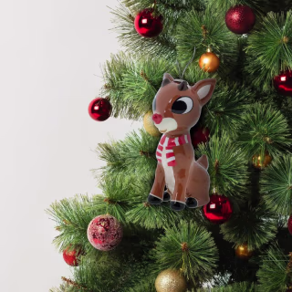 Rudolph the Red-Nosed Reindeer Decoupage Christmas Tree Ornament