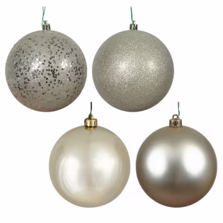 Vickerman 2.4" Champagne 4-Finish Ball Ornament , 24 per Box