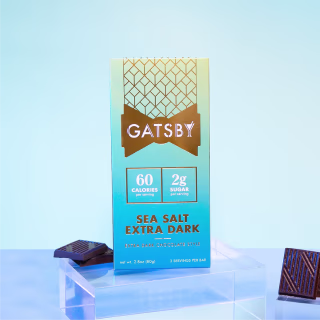 Gatsby Sea Salt Extra Dark Chocolate Style Bars 6-Pack | Low-Calorie, Low-Sugar, Low-Carb | 2.8 Ounces Each Bar