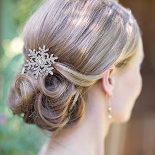 EVER FAITH Winter Snowflake Hair Side Comb Clear Austrian Crystal Silver-Tone