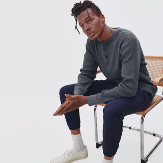 Men's Waffle Long-Sleeve Henley T-Shirt by Everlane in Slate, Size M