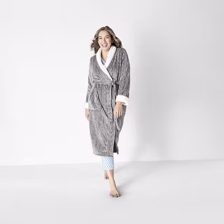 Liz Claiborne Womens Long Sleeve Long Length Plush Robe, Xx-large , Blue