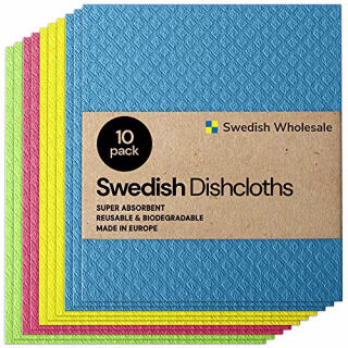 Swedish Wholesale Swedish Dish Cloths - 10 Pack Reusable, Absorbent Hand Towels for Kitchen, Counters & Washing Dishes - Cellulose Sponge Cloth - Eco Friendly Gifts - Assorted