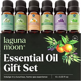Essential Oils Set - Top 6 Organic Blends for Diffusers, Home Care, Candle Making, Fragrance, Aromatherapy, Humidifiers, Gifts - Peppermint, Tea Tree, Lavender, Eucalyptus, Lemongrass, Orange (10mL)