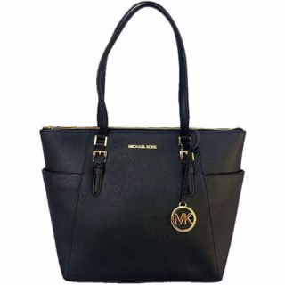 Michael Kors Charlotte Large Top Zip Tote Saffiano Leather in Black