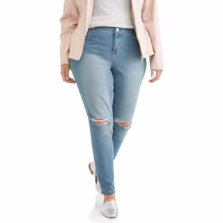 A3 Denim Women's Plus Size Destructed Skinny Jeans
