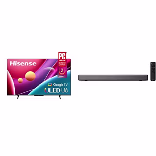 Hisense ULED 4K Premium 55U6H Quantum Dot QLED Series 55-Inch Smart Google TV, Dolby Vision Atmos, Voice Remote (2022 Model) & HS214 2.1ch Sound Bar with Built-in Subwoofer, 108W, 3 EQ Modes