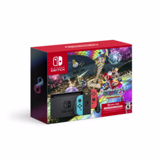 Nintendo Switch(TM) w/ Neon Blue & Neon Red Joy-Con(TM) + Mario Kart(TM) 8 Deluxe (Full Game Download) + 3 Month Nintendo Switch Online Individual Membership