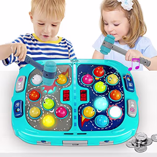 Whack A Mole Game, Toys for 3+ Year Old Boys/Girls, Whack A Mole Game for Toddlers, Pounding Toy for 3 4 5 6 7 8+ Kids, Interactive Educational Toys with Sound and Light, PK Mode with 2 Hammers