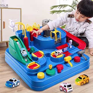TEMI Kids Race Track Toys for Boy Car Adventure Toy for 3 4 5 6 7 Years Old Boys Girls, Puzzle Rail Car, City Rescue Playsets Magnet Toys w/ 3 Mini Cars, Preschool Educational Car Games Gift Toys