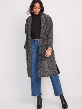 Relaxed Textured Overcoat for Women