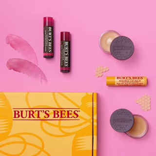 Burt's Bees Christmas Gifts, 5 Lip Care Stocking Stuffers Products - Original Beeswax Moisturizing Lip Balm, Hibiscus & Red Dahlia Tinted Lip Balm, Lip Scrub & Intensive Lip Treatment