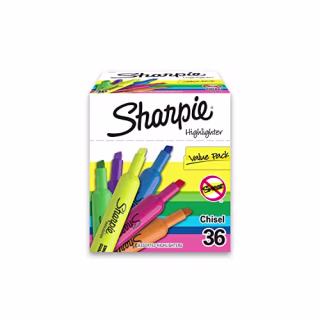 SHARPIE Tank Highlighters, Chisel Tip, Assorted Color Highlighters, Value Pack, 36 Count