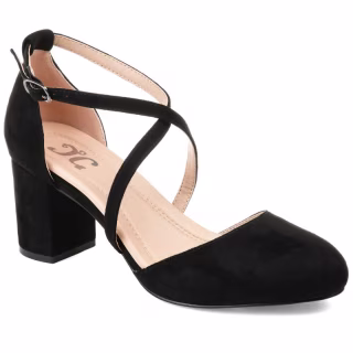 Journee Collection Womens Foster Tru Comfort Foam Wide Width Almond Toe Mid Block Heel Pumps