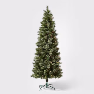 7.5' Pre-Lit Slim Virginia Pine Artificial Christmas Tree Clear Lights - Wondershop