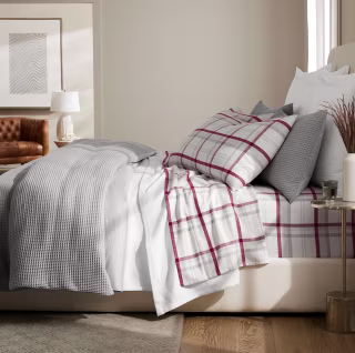Flannel Heathered Plaid Sheet Set