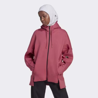 adidas Mission Victory Loose Fit Full-Zip Hoodie Wonder Red Mel XS Womens