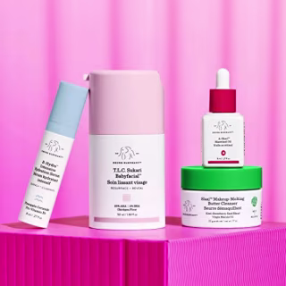 Drunk Elephant Drunk Break: Weekend w/ My Baby Weekend Kit - T.L.C. Sukari Babyfacial, Slaai Makeup-Melting Butter Cleanser (w/o booster), B-Hydra Intensive Hydration Serum, A-Gloei Maretinol Oil