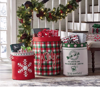 3 Piece Holiday Bins - Vintage Design