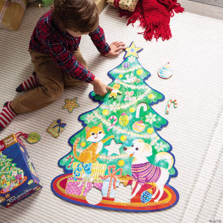 Peaceable Kingdom Shimmery Christmas Tree Floor Puzzle