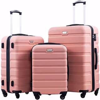 COOLIFE Luggage 3 Piece Set Suitcase Spinner Hardshell Lightweight TSA Lock 3 Piece Set (sakura pink)