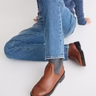 Rib-cuff boots in Italian leather