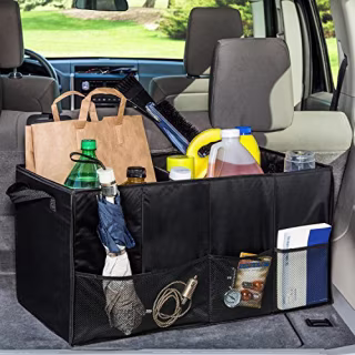 Honey-Can-Do SFT-01166 Soft Storage Chest, Black Folding Car Trunk Organizer
