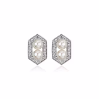 Blue Nile Pearl and White Topaz Earrings