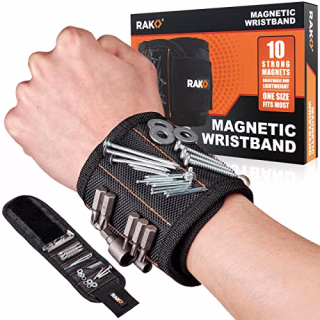 RAK Magnetic Wristband for Holding Screws - Christmas Gifts for Men Who have Everything - Wrist Magnet Tool or Screw Holder for Handyman, Tech Geek, Mechanic, Electrician, Robotics