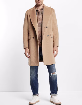 Tan Wool-Blend Top Coat