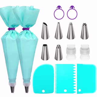 Piping Bags and Tips Set, Cake Decorating Supplies for Baking with Reusable Pastry Bags and Tips, Standard Converters, Silicone Rings, Cake Decorating Tools for Cookie Icing, Cake, Cupcake