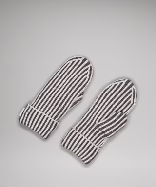 Textured Fleece-Lined Knit Mittens