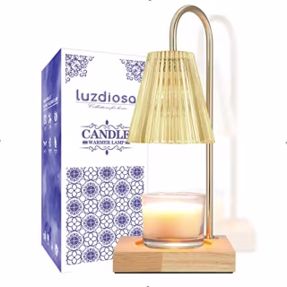 luzdiosa Candle Warmer Lamp with 2 Bulbs Compatible with Jar Candles Vintage Electric Candle Lamp Dimmable Candle Melter Top Melting for Scented Wax (Amber)